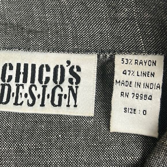 Chico’s Linen Blend Jacket Dark Gray Button Front Closure Pockets Size S - Picture 6 of 9